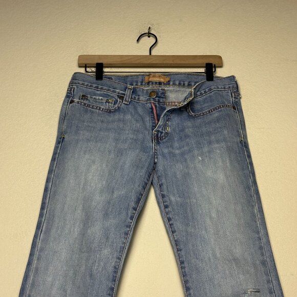 Abercrombie & Fitch Denim Jean Pant Women 4R Bootcut Flared Distressed Blue Y2K - Picture 10 of 14